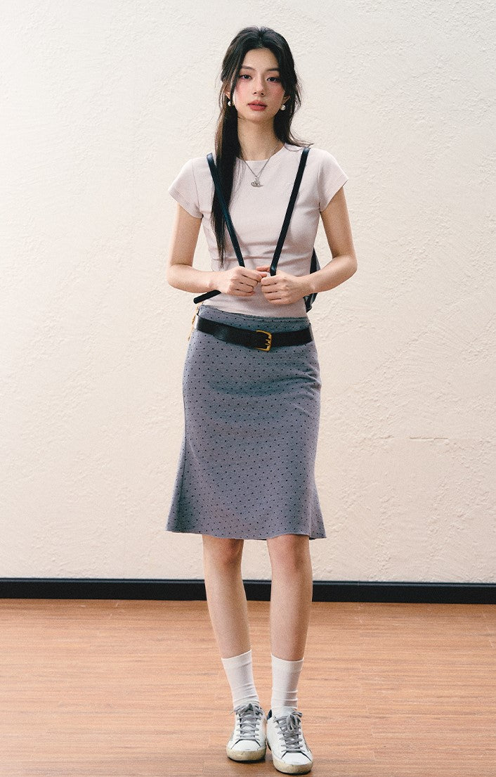 Gray Polka Dot Skirt SHI0061