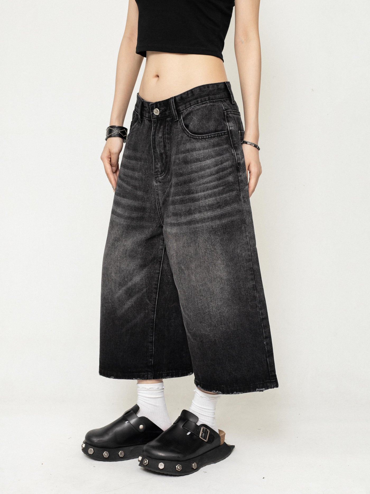 Cropped Loose Versatile Wide-leg Denim Pants ZER0219