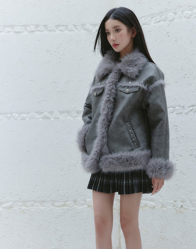 All-match Gray High-end Fur Coat FRA0240