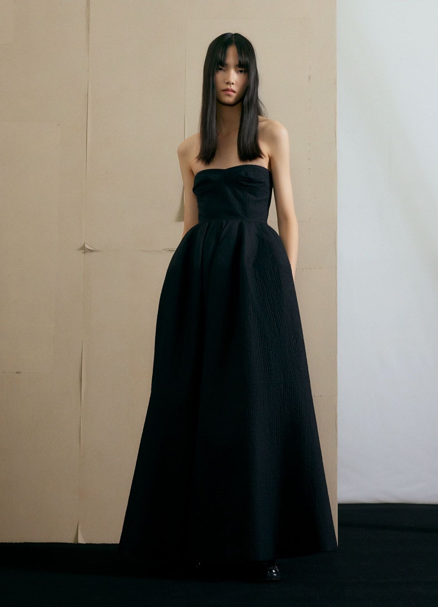 High-end Black Long Skirt A-Line Dress SHO0001