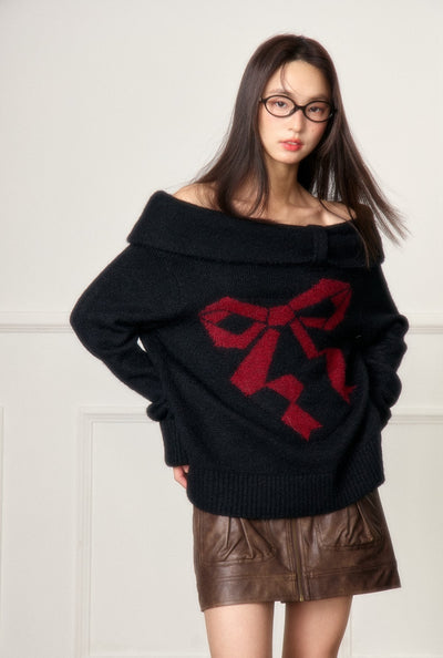 One Shoulder Wool Thick Line Sweater LOS0004