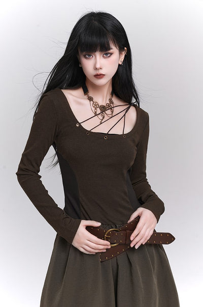 Dark Brown Unique Special Atmosphere Dress LAD0115