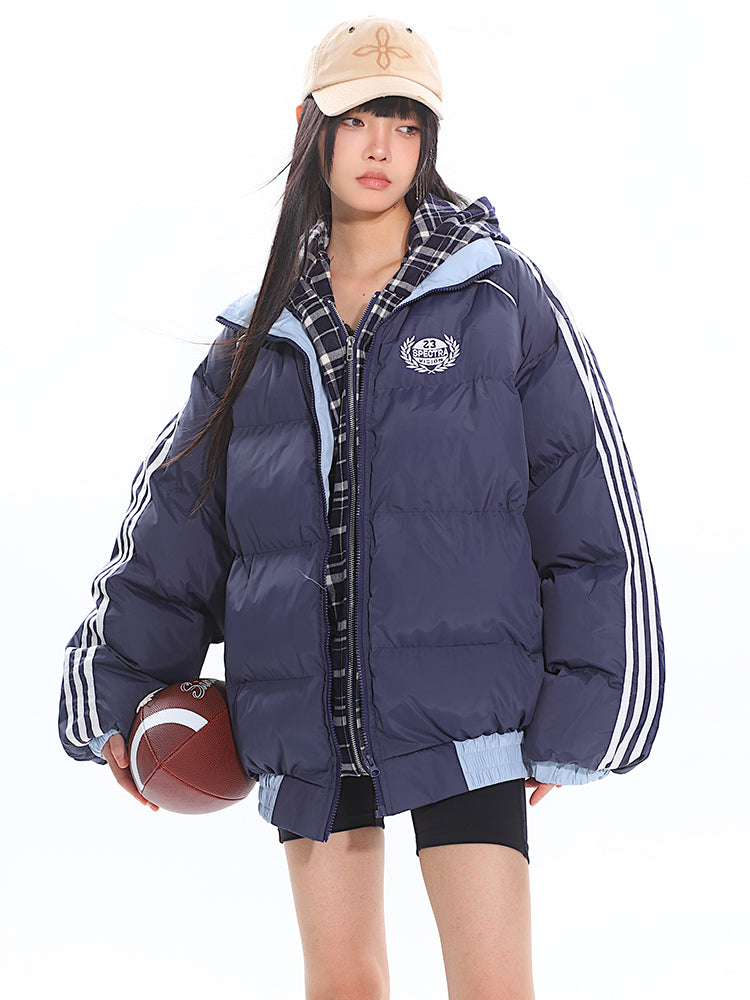 American Retro National Trend Fake Two-piece Plaid Hooded Jacket UNC0185