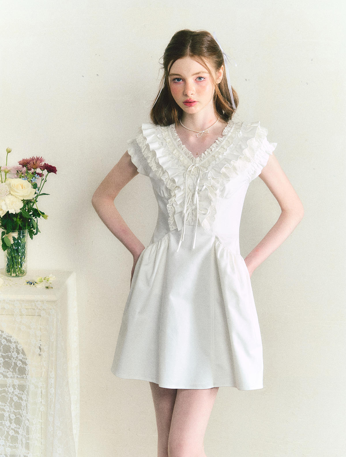 Afternoon Pearl Pure White Lace Dress SUN0072