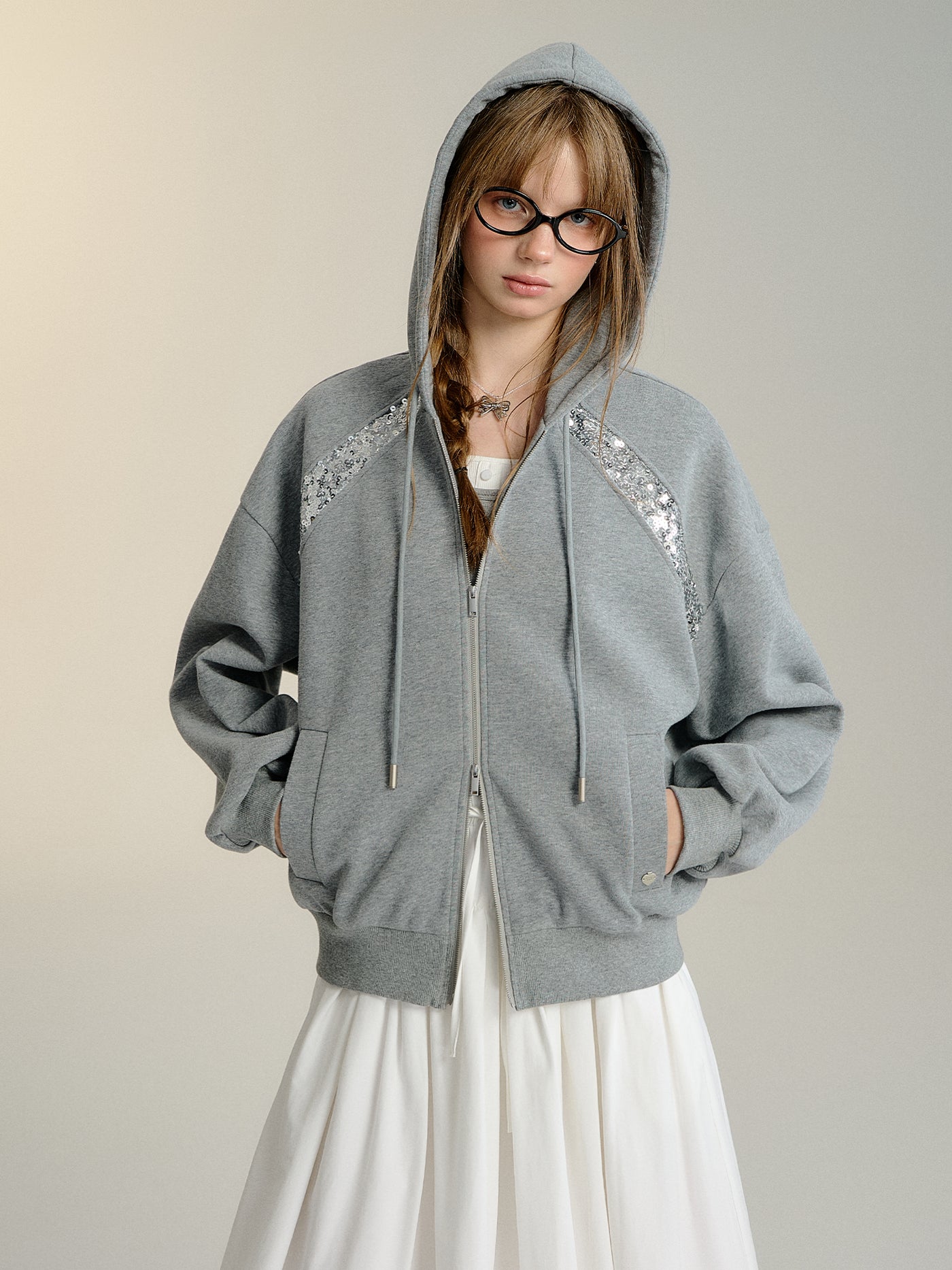 Oversized Sequined Sweatshirt Hoodie SOM0107