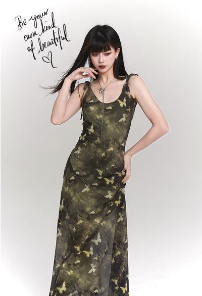 Green Butterfly Suspender Dress LAD0068