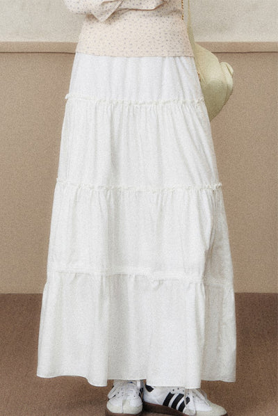 White A-line Mid-length Cake Skirt SPE0030