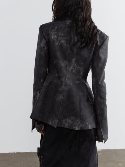 Dark Punk Smoky Leather Fake Two Pieces Skinny Jacket JNY0115