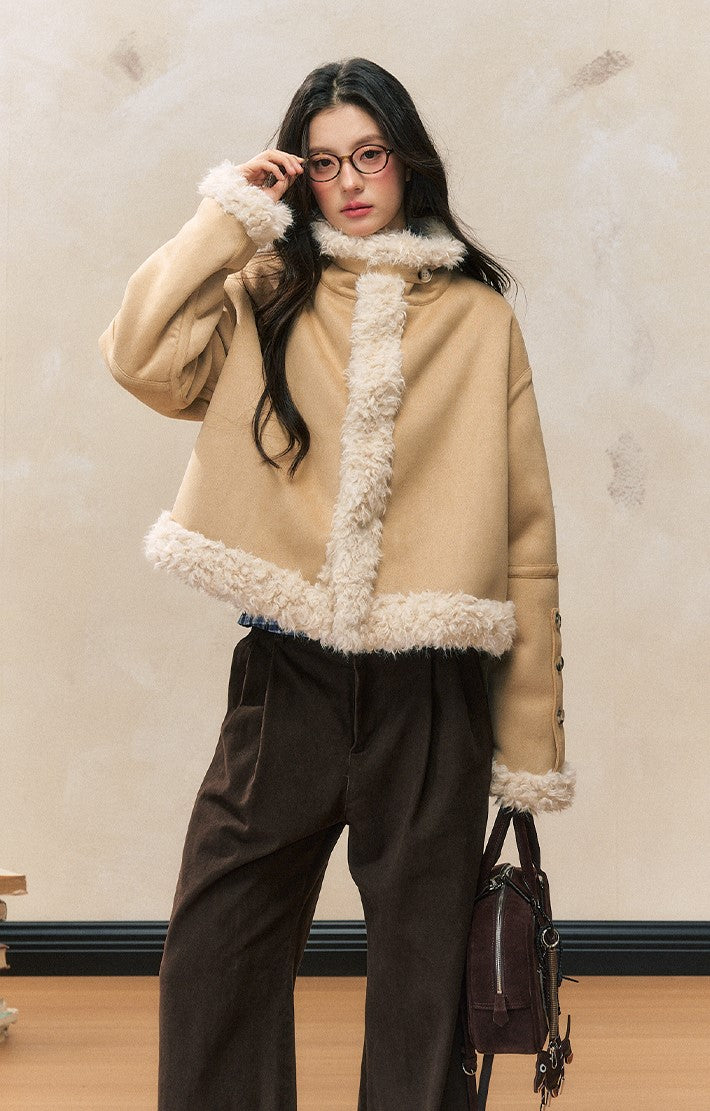 Yellow Fur Thickened Silhouette Jacket SHI0096