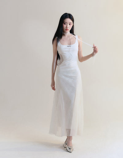 White Romantic Lace Hollow Design Fishtail Dress FRA0172