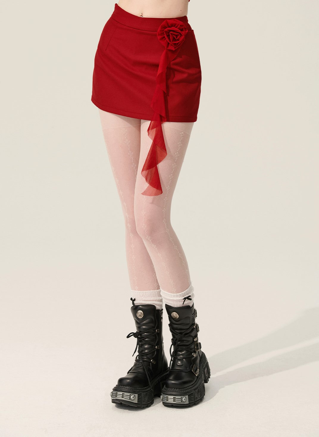 Red Rose A-line Short Skirt DIA0165