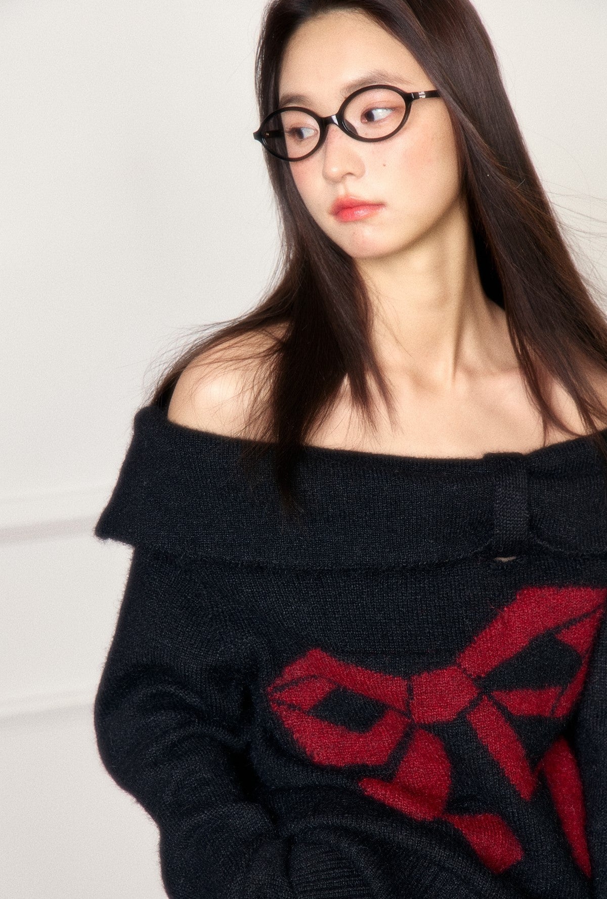 One Shoulder Wool Thick Line Sweater LOS0004