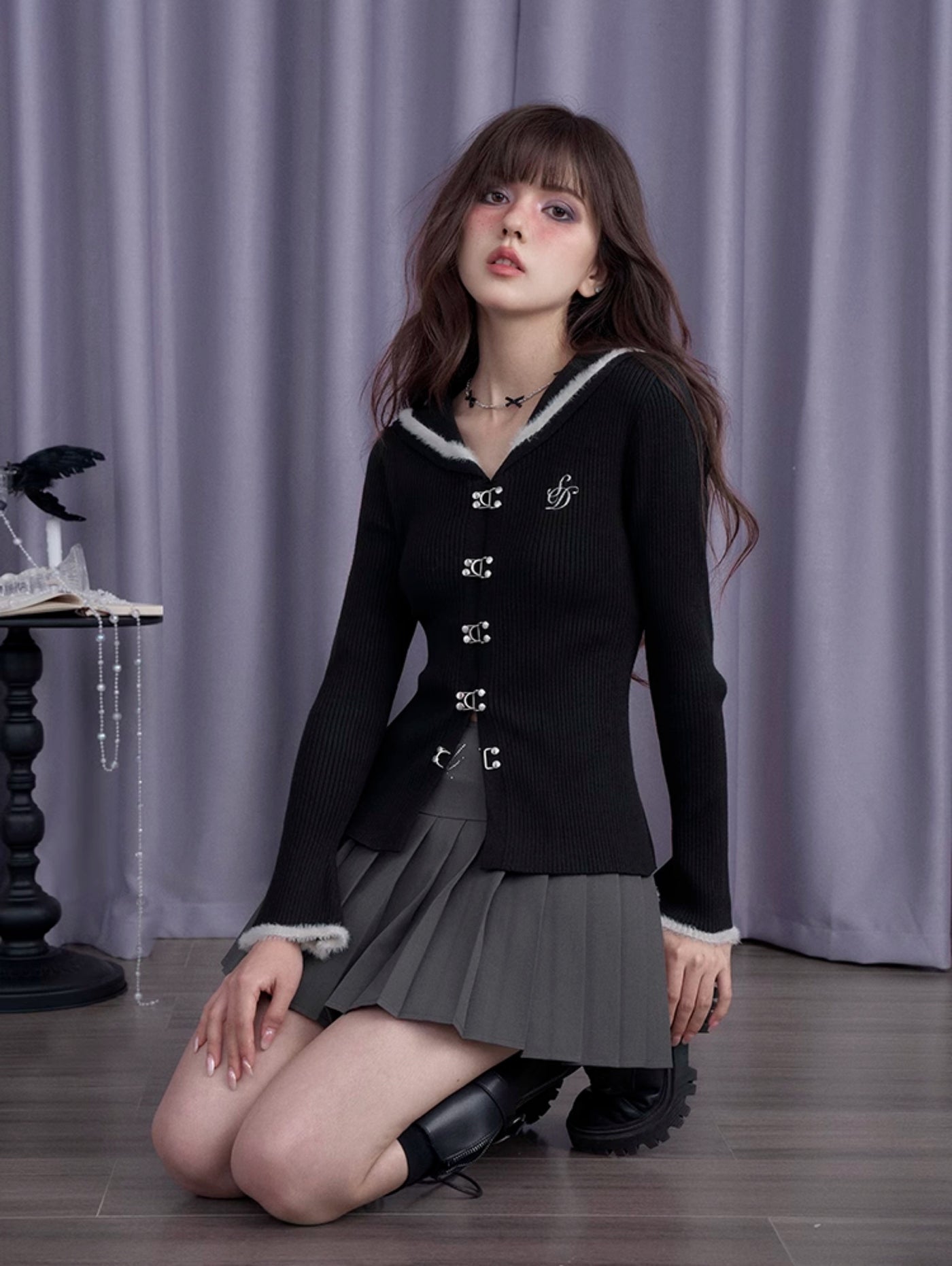 Sailor Collar Imitation Mink Slim All-match Sweater SAG0196