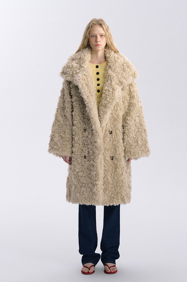 Double-breasted Fur Suede Long Plush Coat BYW0031