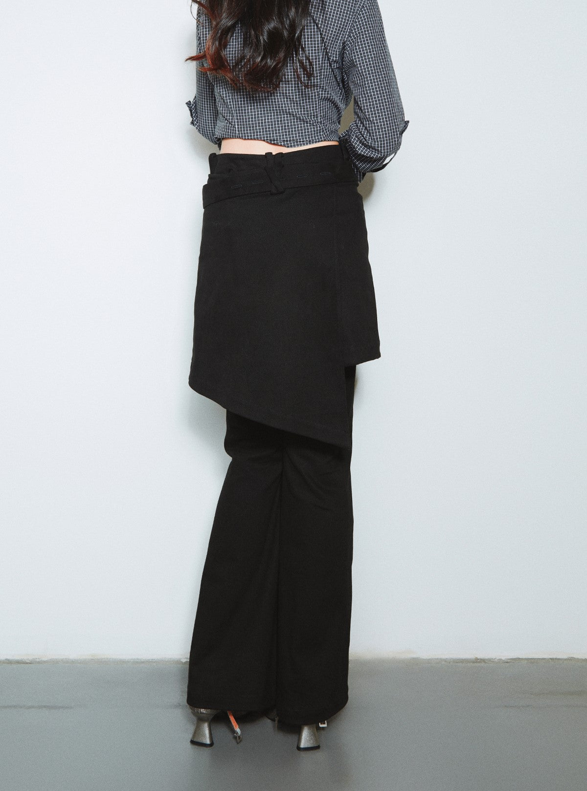 Two-piece Detachable Irregular Design Flared Skirt Pants SEL0014