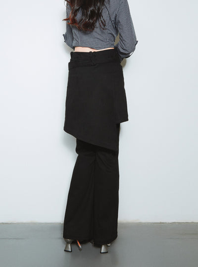 Two-piece Detachable Irregular Design Flared Skirt Pants SEL0014