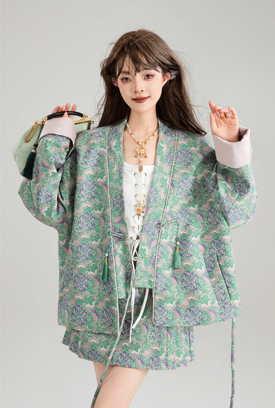 Ancient Style Satin Jacquard Jacket/Skirt KEI0174