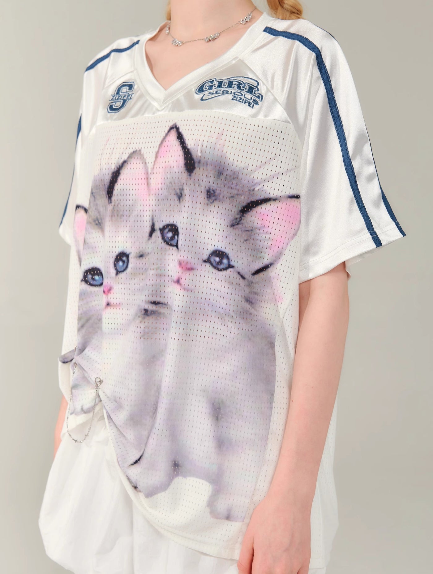 Cat Print Loose Quick-drying Sports T-shirt ZIZ0182