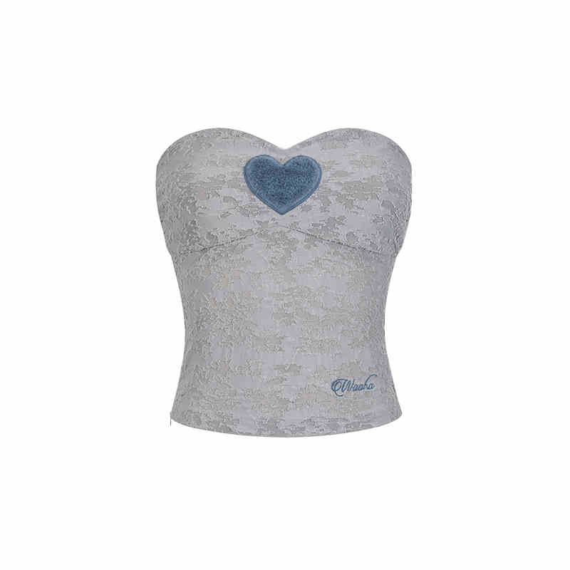 Heart One Point Lace Slim Tube Top WOO0110