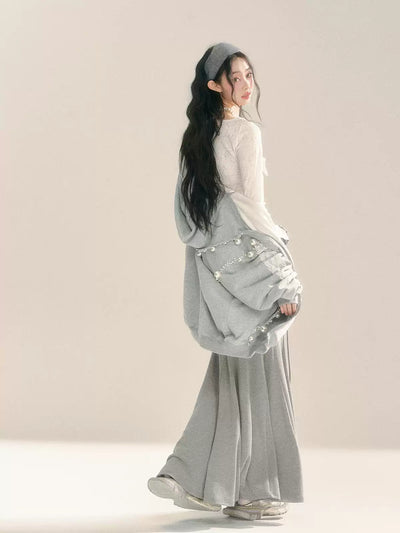 A-line Slimming Fishtail Gray Long Skirt DIA0289