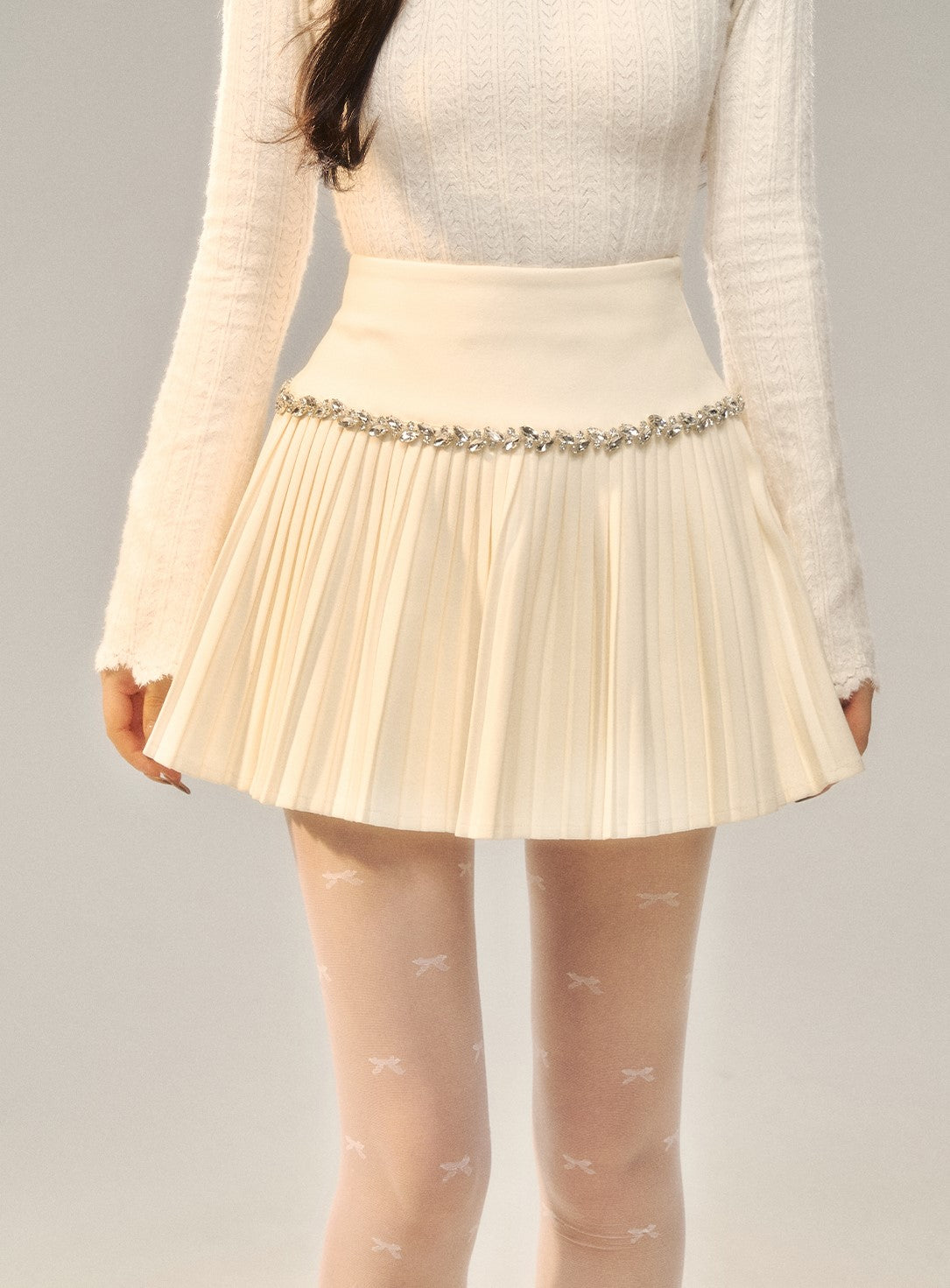 Diamond Pleated Short Skirt BBB0138