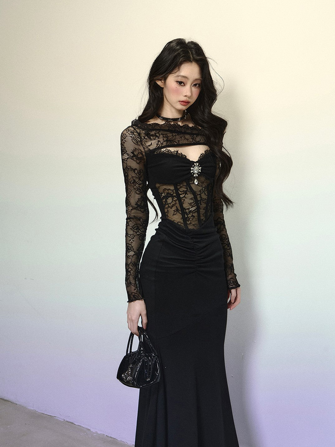 High-end Lace Long Dress DIA0318