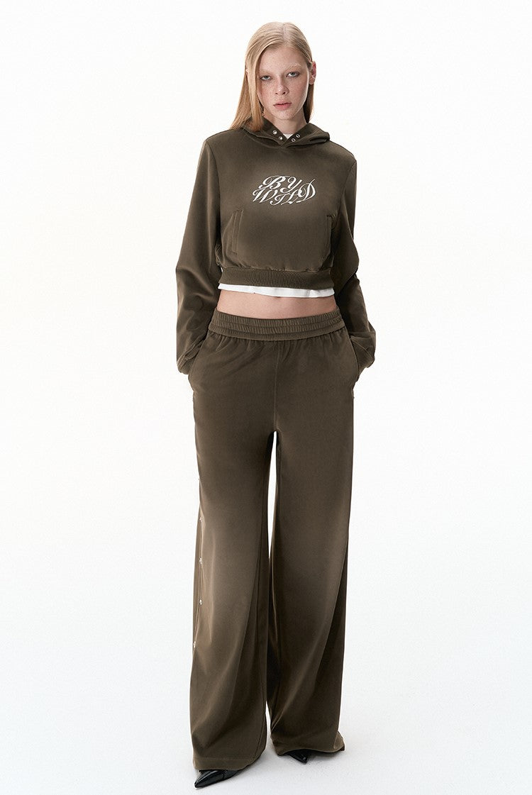 Velvet Sweatshirt Hoodie/Low Waist Rivet Design Pants BYW0018