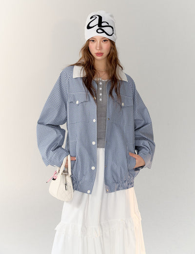 체크 무늬 <tc>Jacket</tc>/롱스커트/슬리브리스탑 ASG0005
