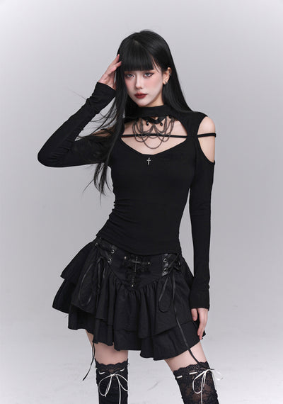 Black Lace Cake Short Skirt LAD0138