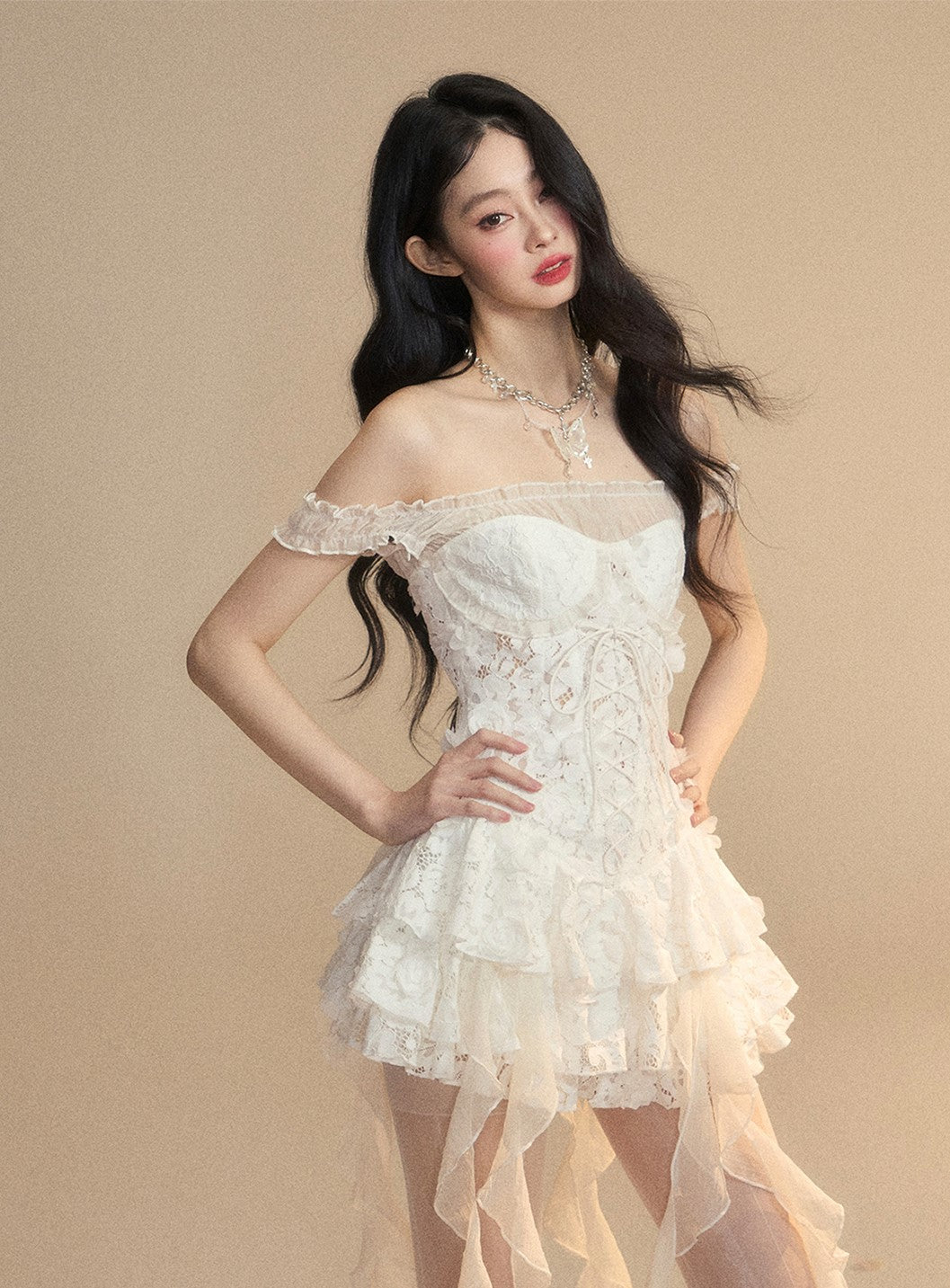 スカート PHYS Seamless Dot Pleated Cake Dress Umika Polka Dots Bubble Hem Mini Dress