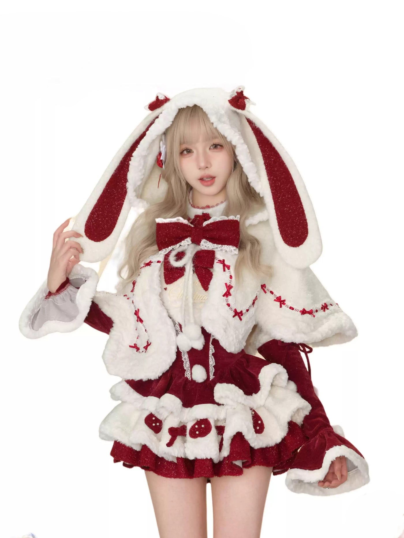 Strawberry Rabbit Ear Cape/Red Velvet Dress SER0115