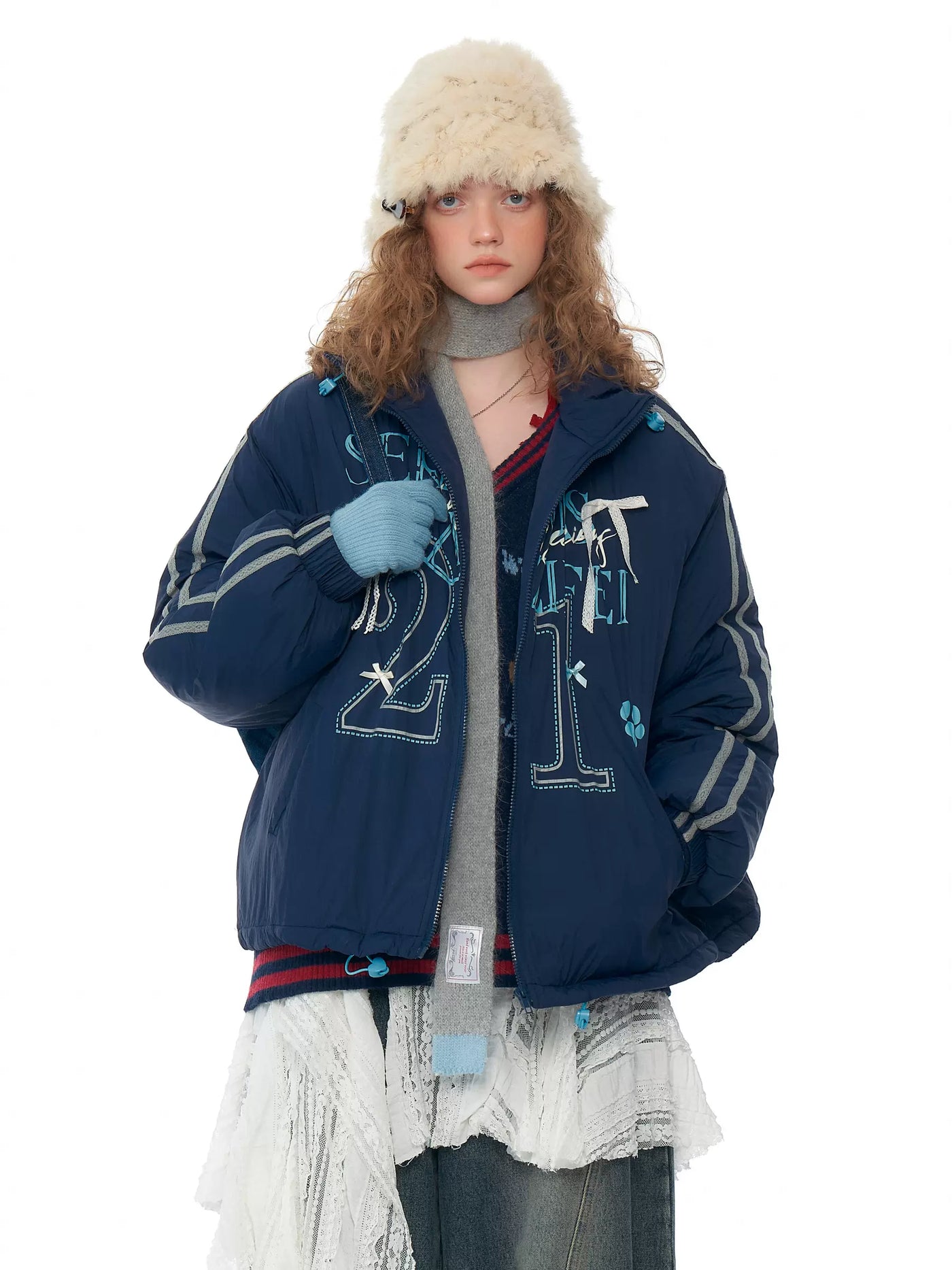 American Retro Design Dark Blue Sport Style Jacket ZIZ0204