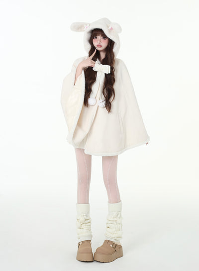 Big Ribbon Cloak Jacket with Rabbit Ear Hood CRA0100