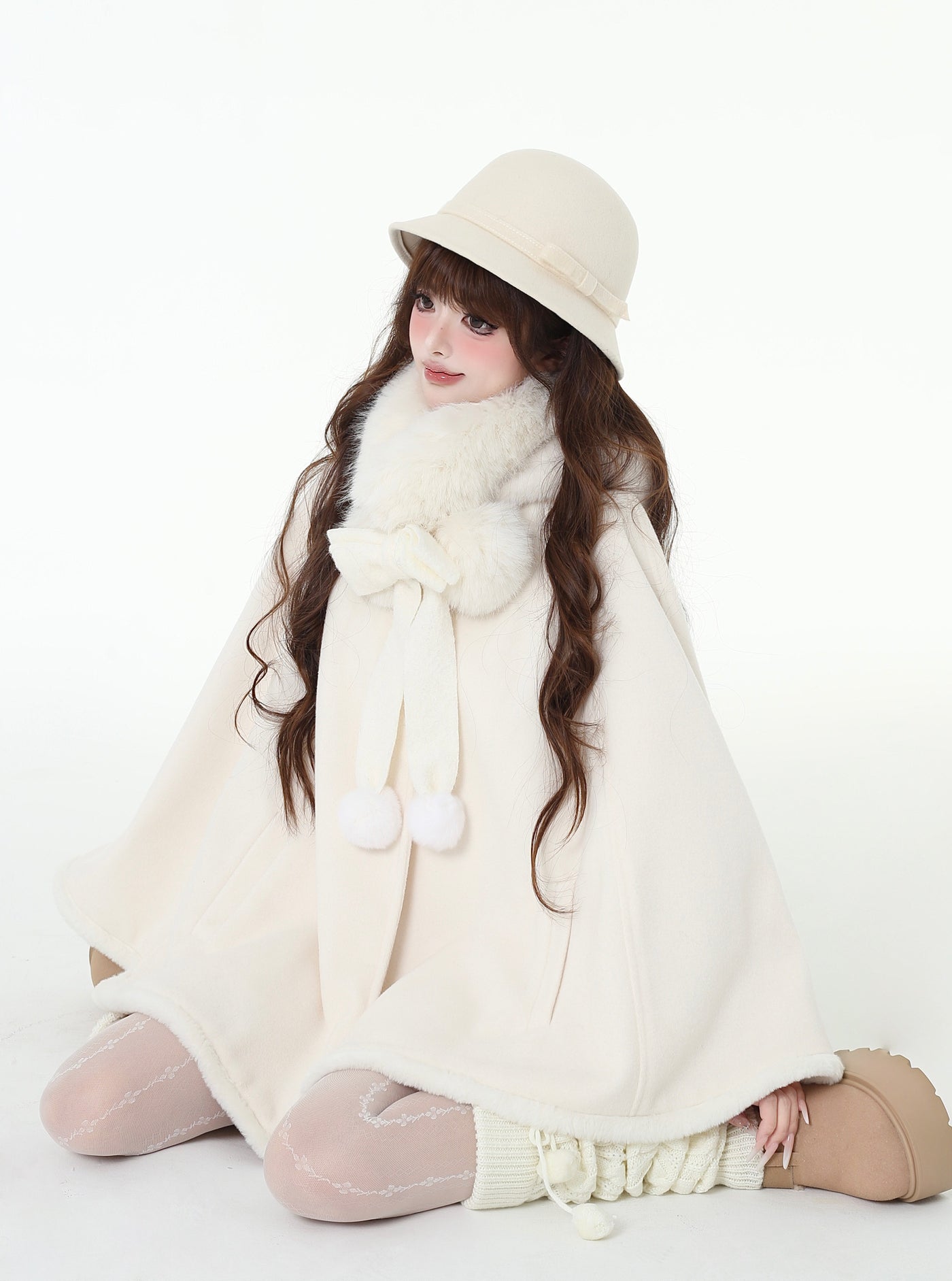 Big Ribbon Cloak Jacket with Rabbit Ear Hood CRA0100