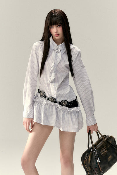 Rose Brooch Shirt Dress VIA0220