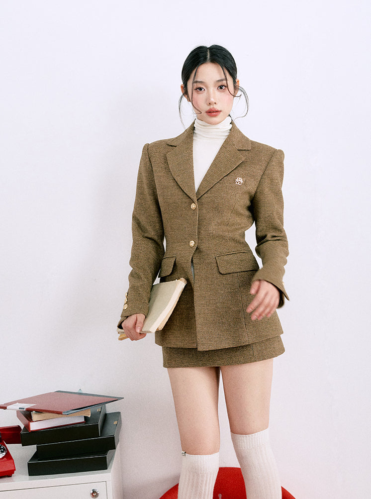 Vintage Tweed Waist Suit Jacket/A-line Skirt LAL0082