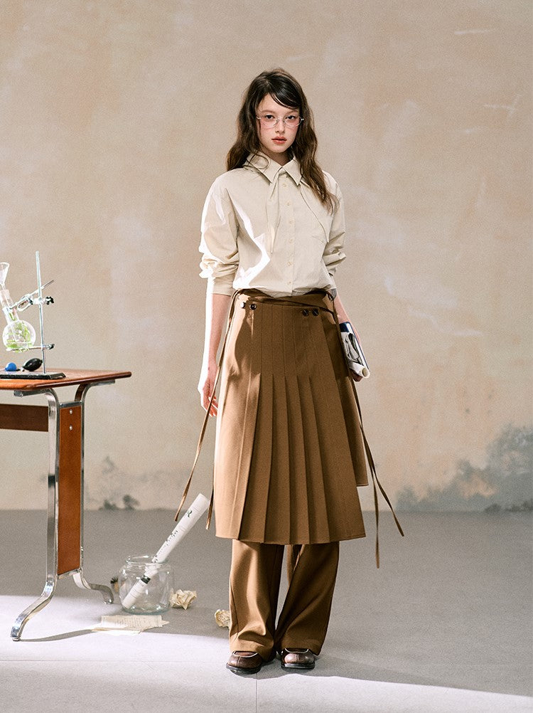 Retro Pleated Skirt/Straight Pants LAL0110