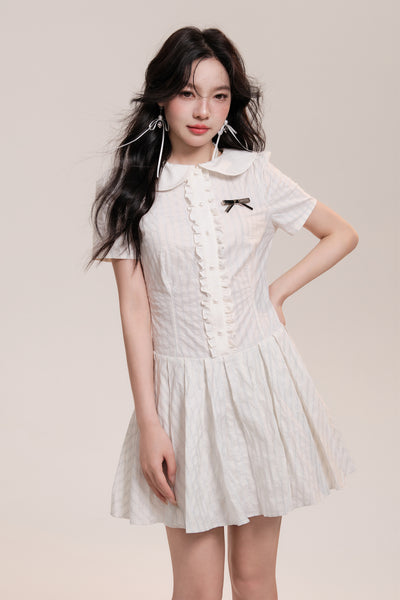 Round Collar Dolly Frill Stripe Design Dress AOO0033