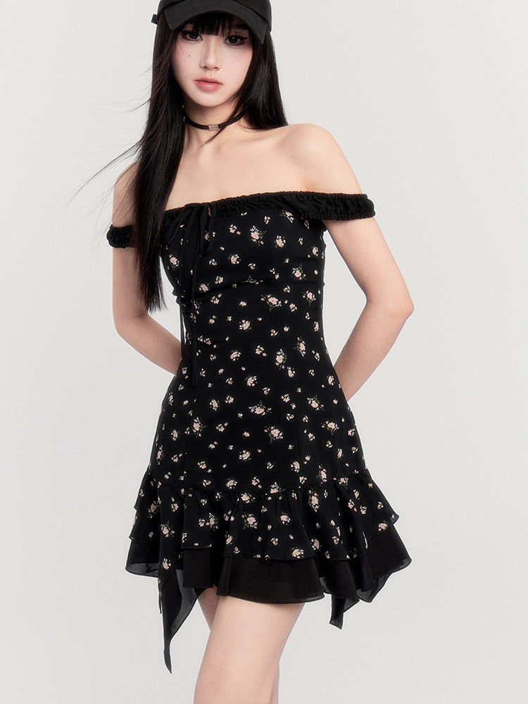 Fake Two-piece Irregular Floral Dress VOC0346