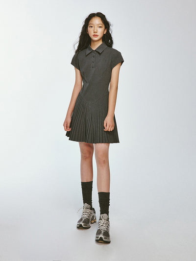 College Style Pleated Stripe Polo Dress FUS0041