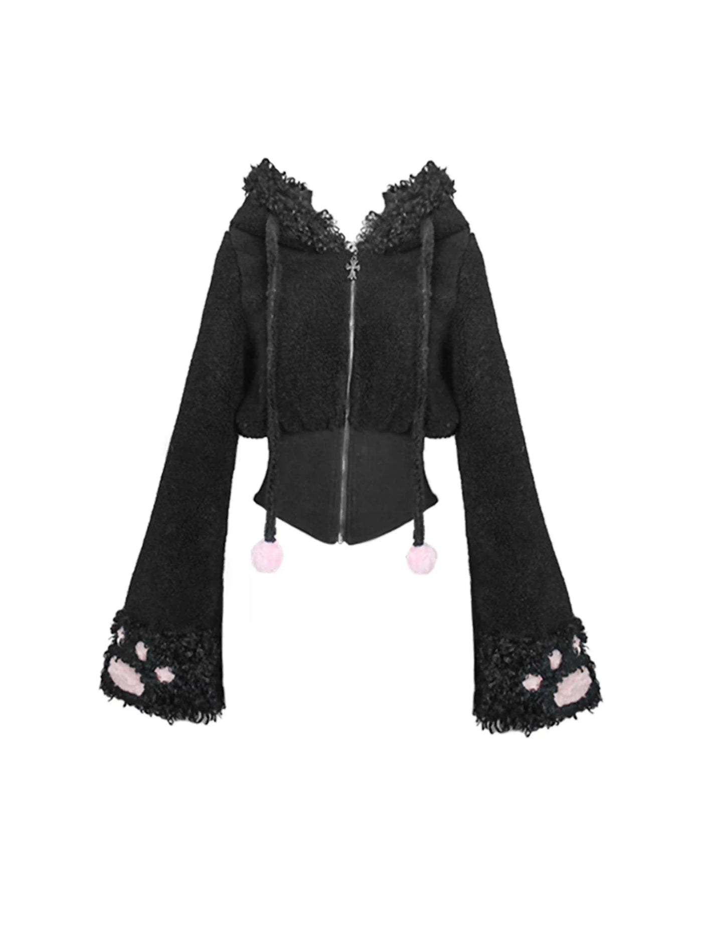 Kitten Short Lambswool Jacket/Petite Pleated Skirt/Black Lace Camisole SER0109