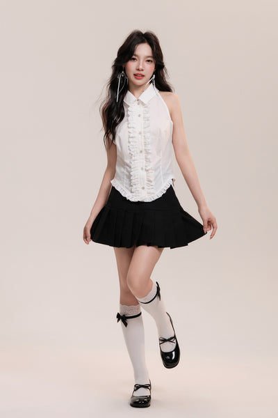 Lace Design Girly Sleeveless Shirt Top AOO0031