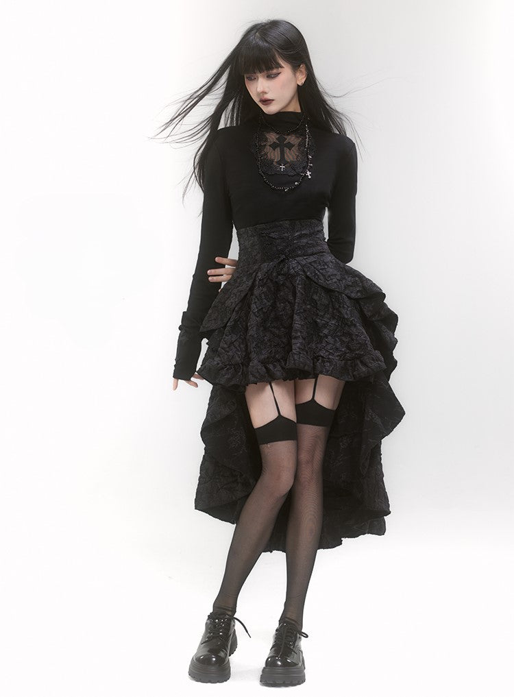 Black High Waist Tail Skirt LAD0127