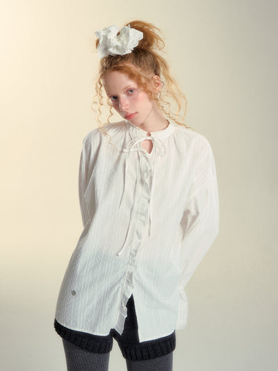 Lace Jacquard White Shirt SOM0142