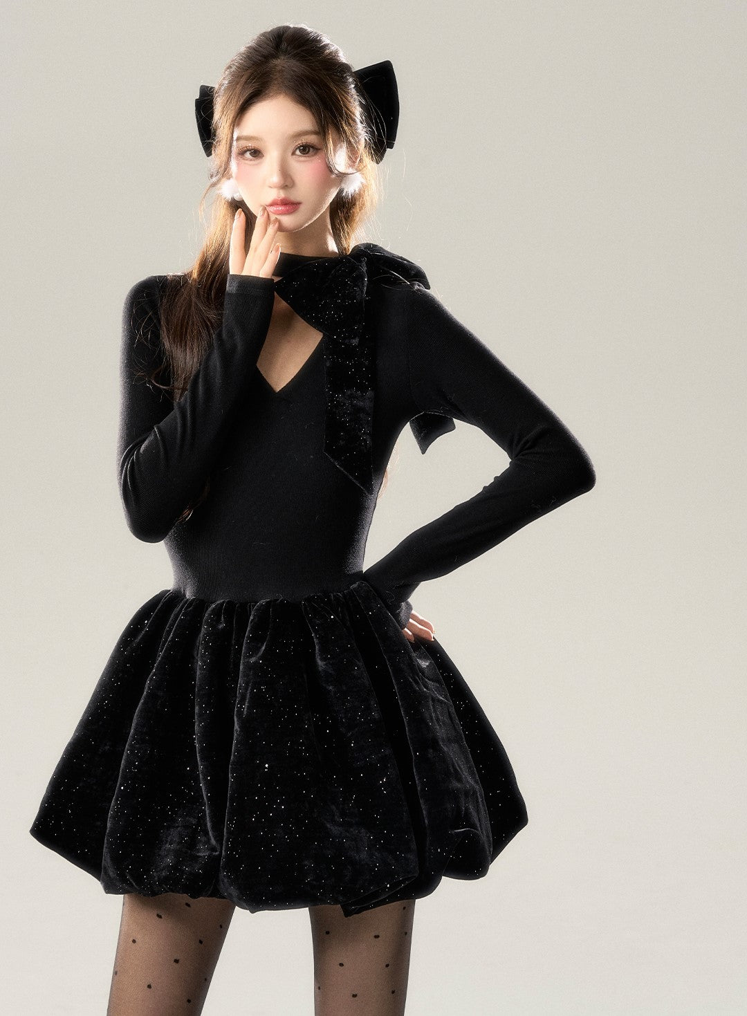 High-end Knitted Bow Dress BBB0123