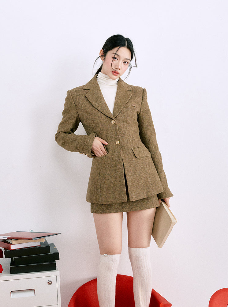 Vintage Tweed Waist Suit Jacket/A-line Skirt LAL0082