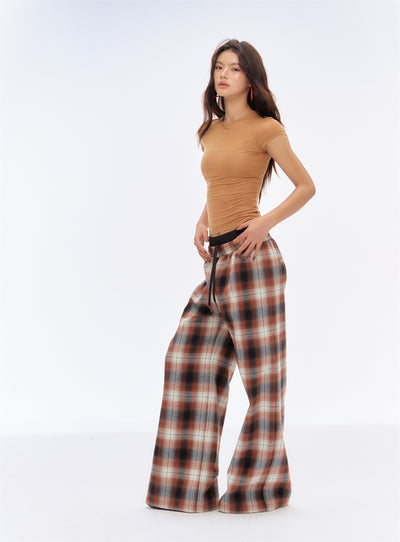 American Retro Drape Plaid Pants CUR0199