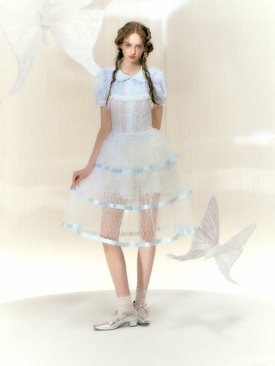 Sheer Ruffle Design Lace Cami Soul Dress NAR0019