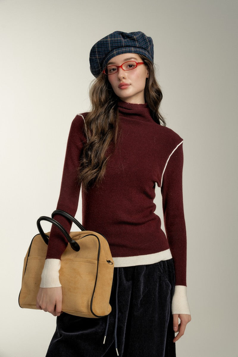 Contrast Color Turtleneck Sweater CHI0020