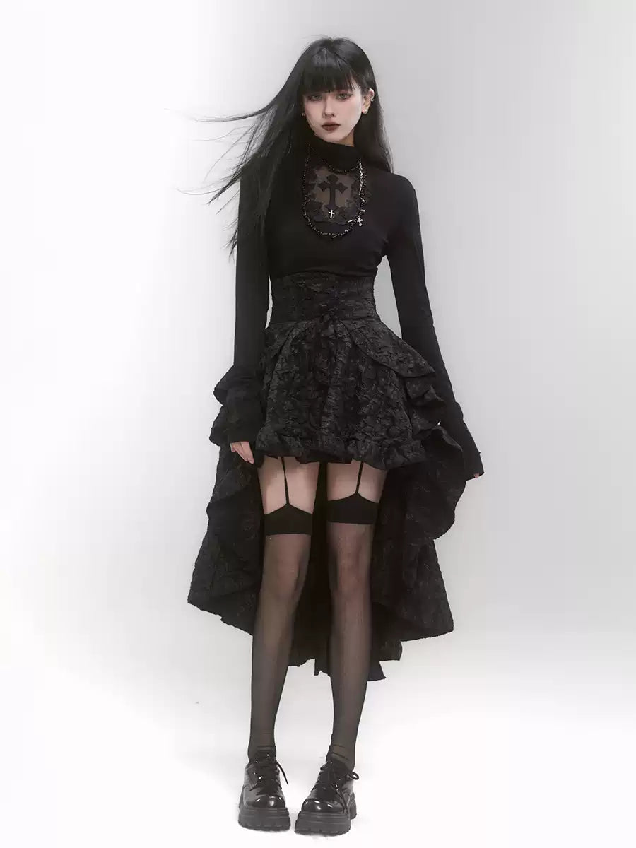 Black High Waist Tail Skirt LAD0127